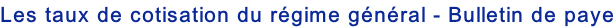 Les taux de cotisation du régime général - Bulletin de paye